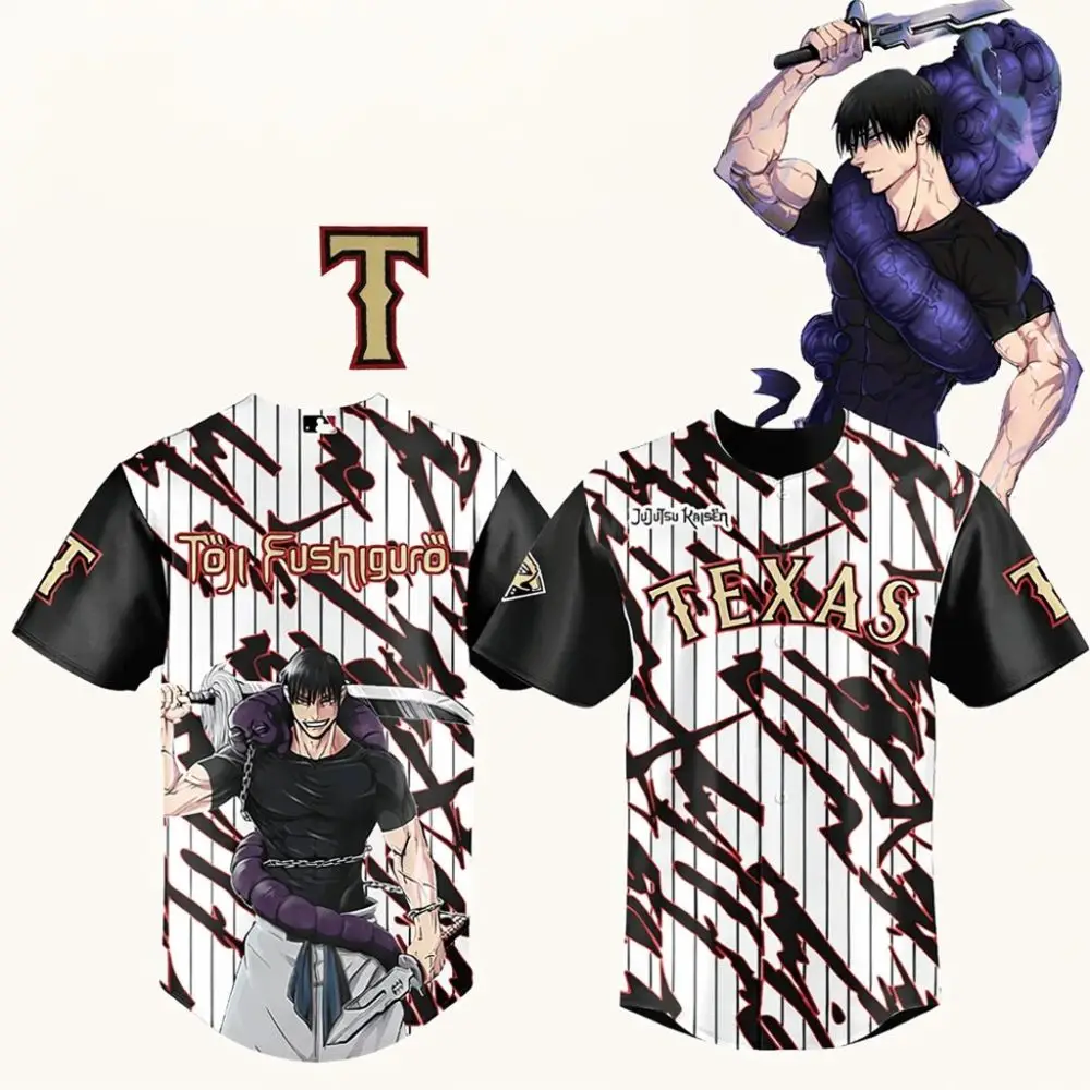 Toji Fushiguro Texas Rangers Jujutsu Kaisen 2026 Jersey Rangers Merch Gifts For Baseball Fans