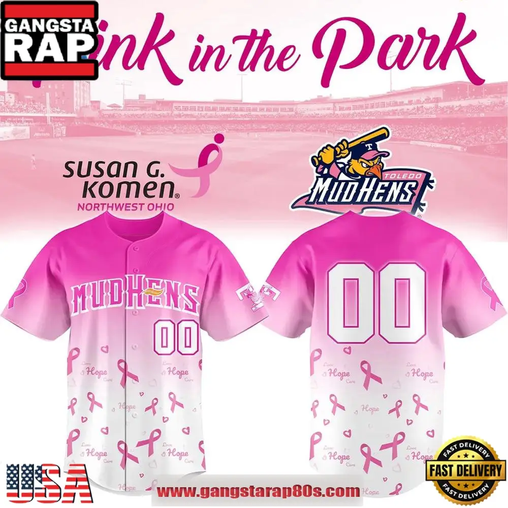 Toledo Mud Hens Pink in the Park Custom Baseball Jersey Shirt Toledo Mud Hens Pink in the Park Custom Baseball Jersey Shirt - Image 1