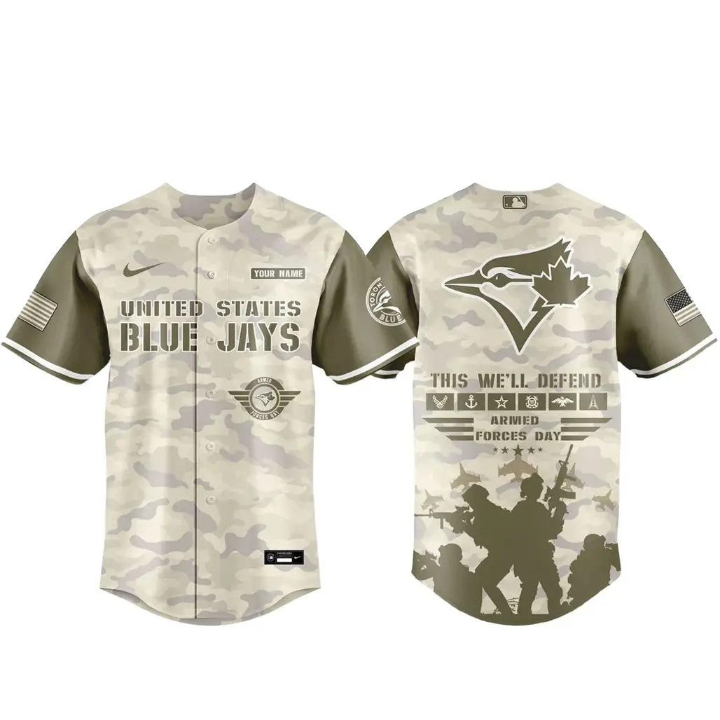 Toronto Blue Jays Armed Forces Day Appreciation Night 2026 Baseball Jersey - Tazila Toronto Blue Jays Armed Forces Day Appreciation Night 2026 Baseball Jersey - Tazila - Image 1