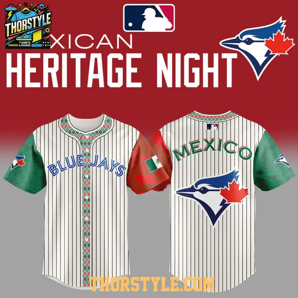 Toronto Blue Jays Mexican Heritage Night Striped Edition 2025 Baseball Jersey Toronto Blue Jays Mexican Heritage Night Striped Edition 2025 Baseball Jersey - Image 1
