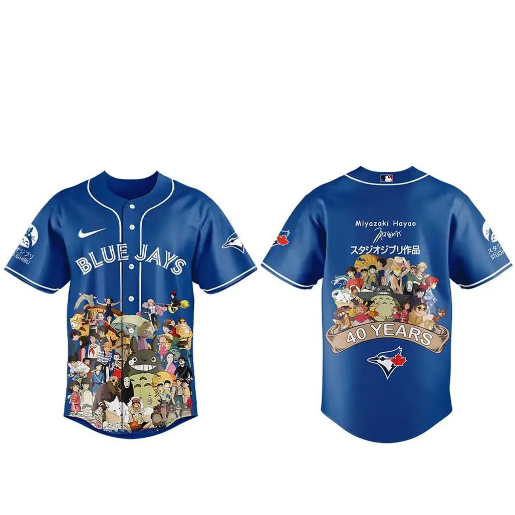 Toronto Blue Jays Miyazaki Hayao 40 Years Of Studio Ghibli 2026 Baseball Jersey - Tazila