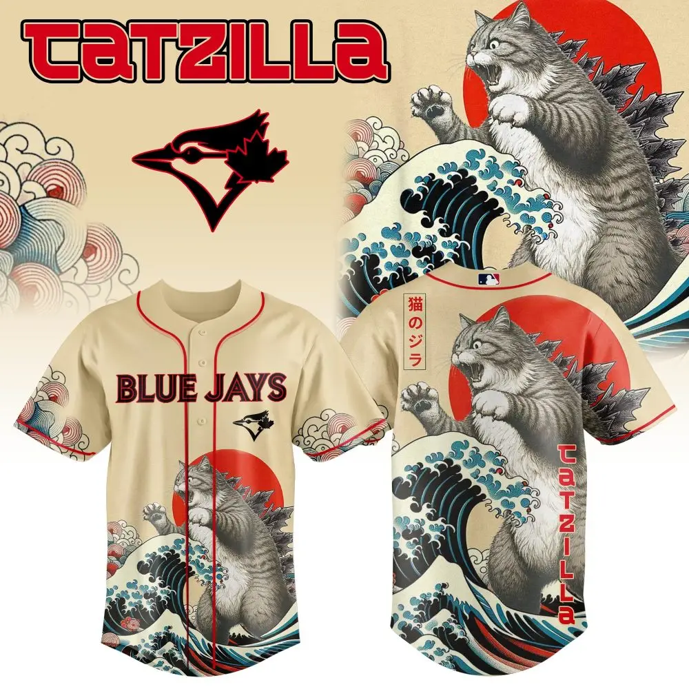 Toronto Blue Jays Mlb X Catzilla Style Japans Custom Baseball Jersey Toronto Blue Jays Mlb X Catzilla Style Japans Custom Baseball Jersey - Image 1
