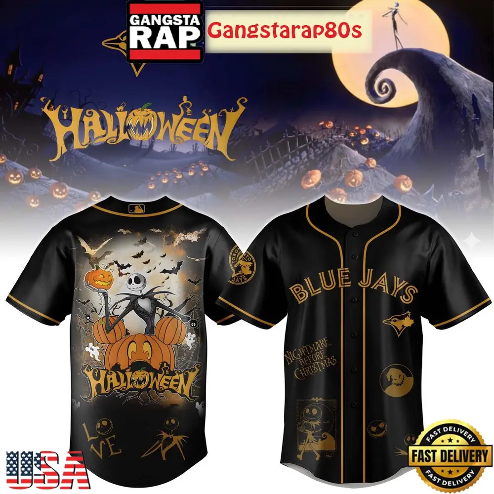 Toronto Blue Jays The Nightmare Before Christmas Jack Skellington Halloween Baseball Jersey Shirt