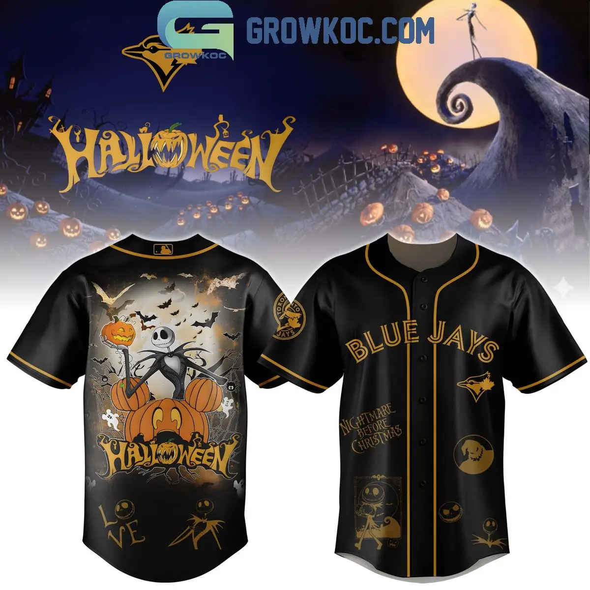 Toronto Blue Jays The Nightmare Before Christmas Jack Skellington Halloween Jersey