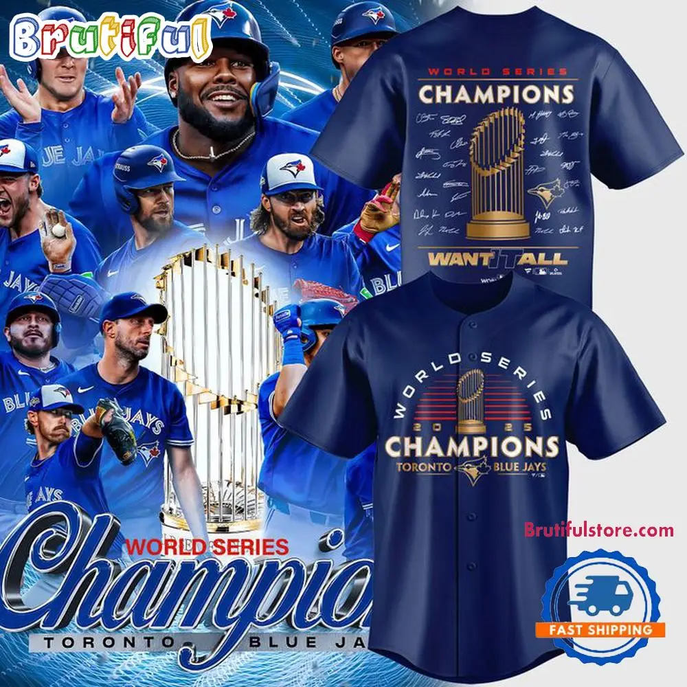 Toronto Blue Jays World Series Champions 2025 New Design Blue Baseball Jersey Toronto Blue Jays World Series Champions 2025 New Design Blue Baseball Jersey - Image 1