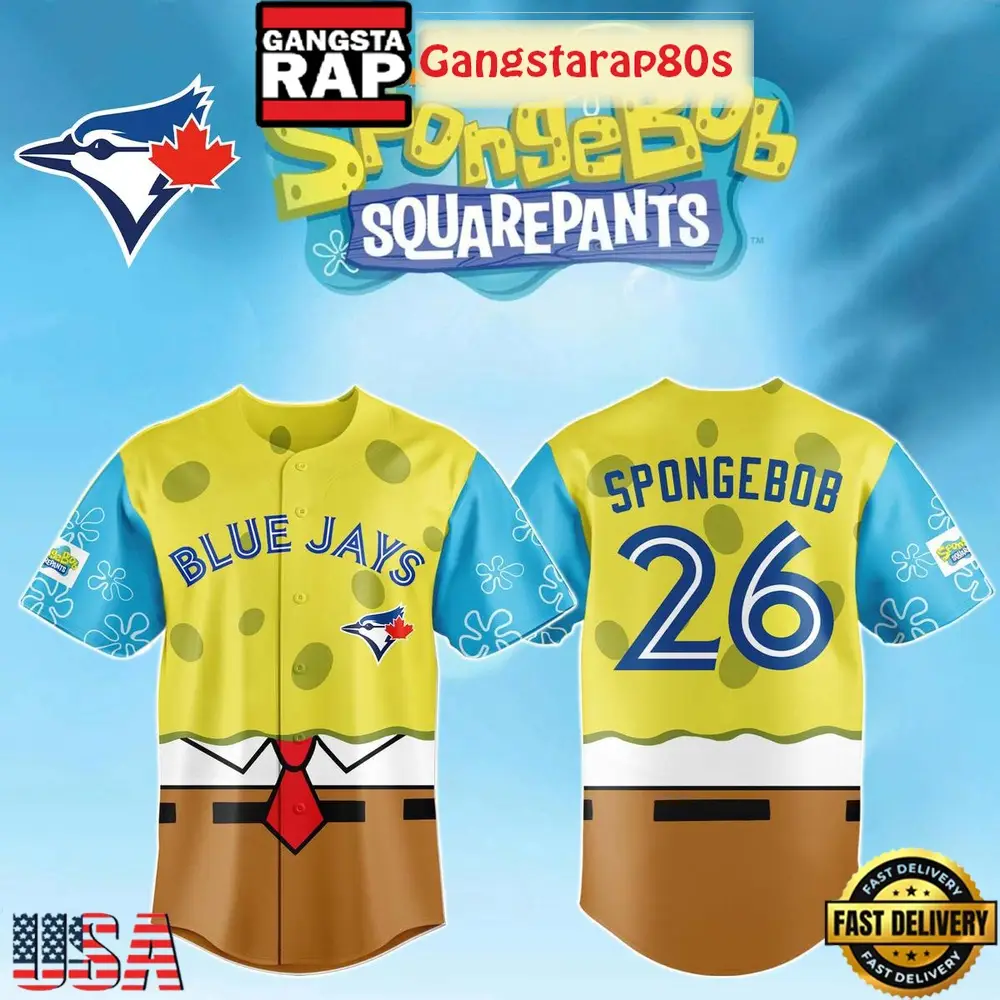 Toronto Blue Jays x SpongeBob Night 2026 Baseball Jersey Toronto Blue Jays x SpongeBob Night 2026 Baseball Jersey - Image 1
