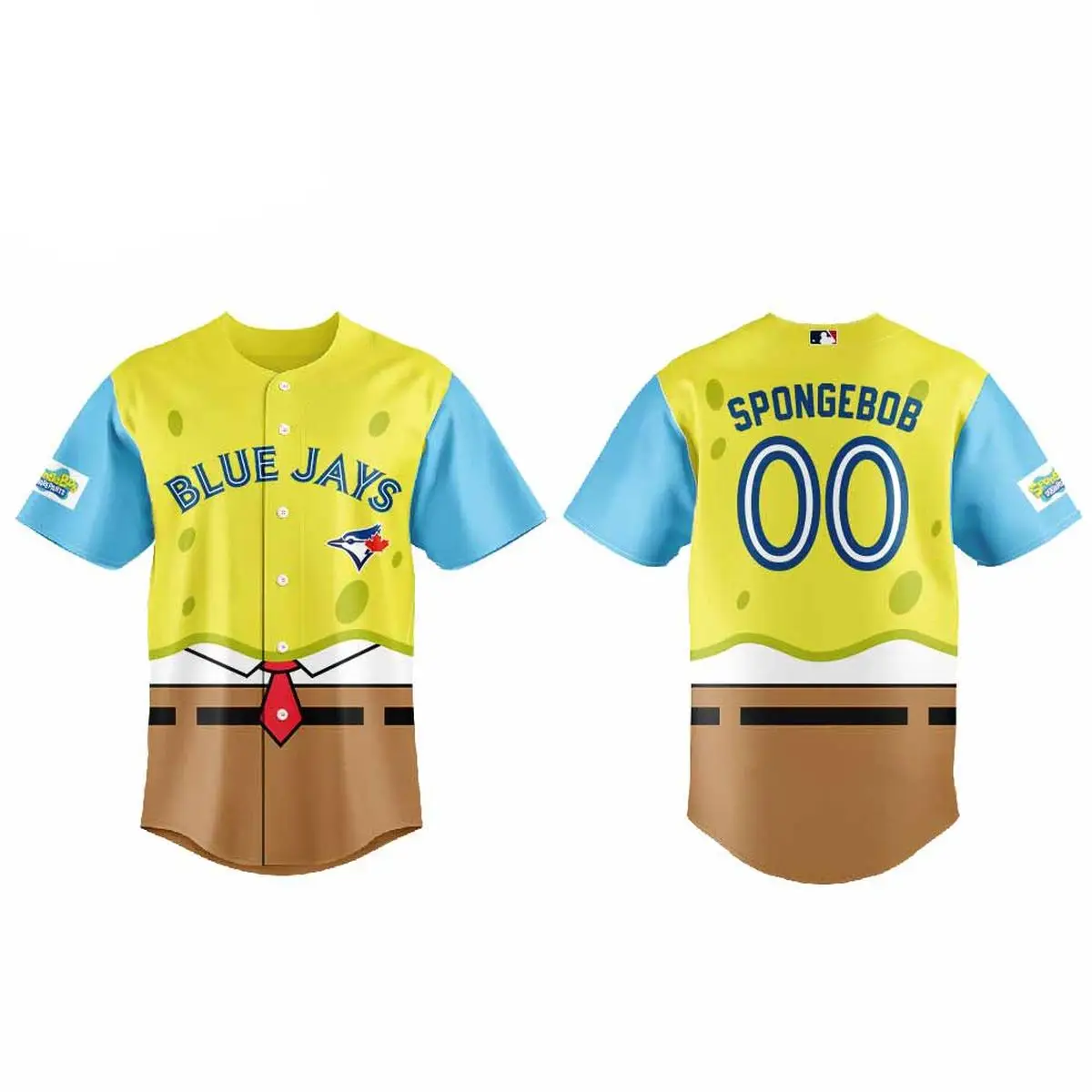 Toronto Blue Jays x SpongeBob SquarePants Night 2026 Personalized Name and Number Baseball Jersey - Tazila Toronto Blue Jays x SpongeBob SquarePants Night 2026 Personalized Name and Number Baseball Jersey - Tazila - Image 1