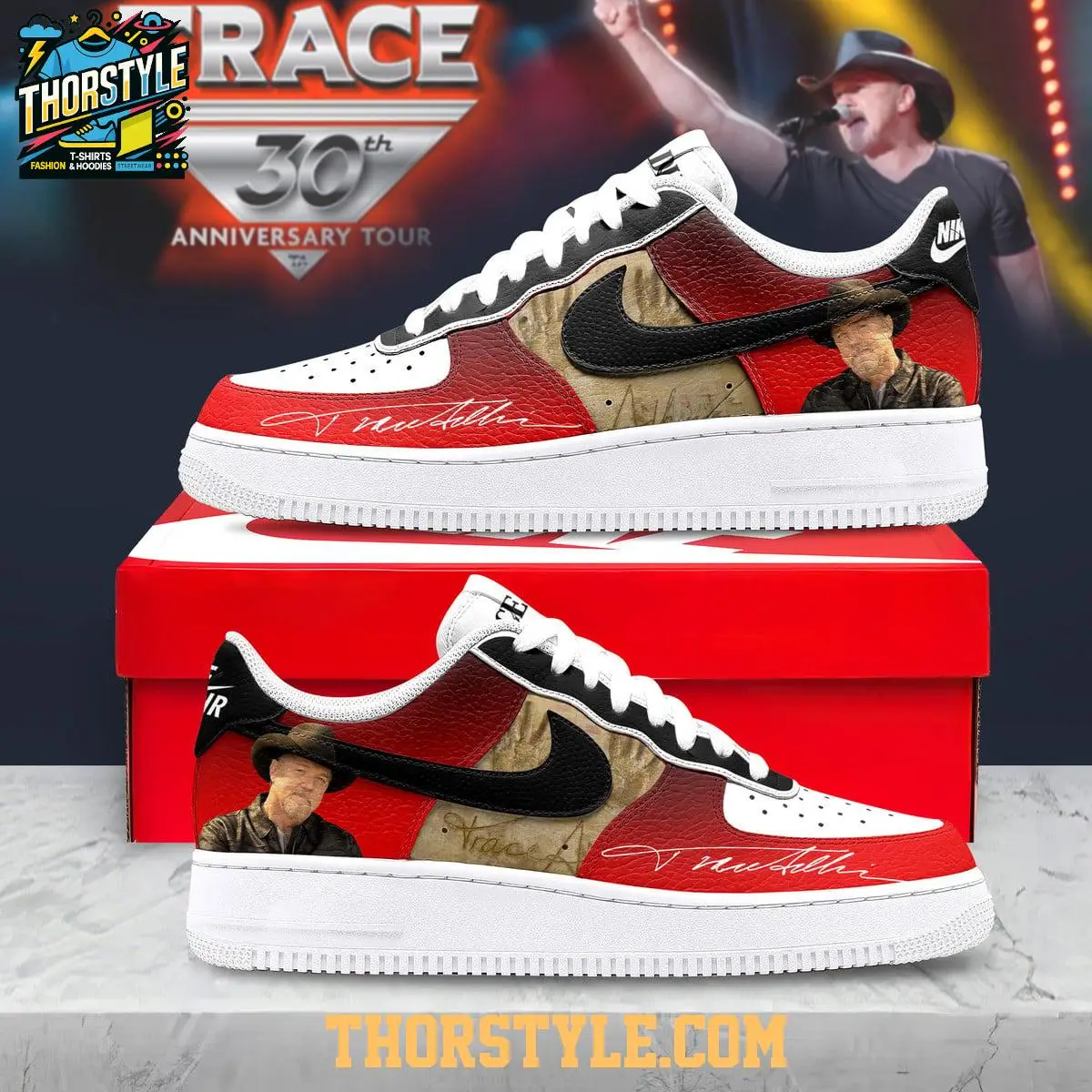 Trace Adkins 30th Anniversary Tour 2026 Personalized Air Force 1 Shoes Trace Adkins 30th Anniversary Tour 2026 Personalized Air Force 1 Shoes - Image 1
