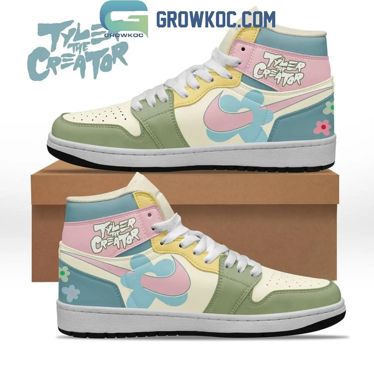 Tyler The Creator Pastel Design Air Jordan 1 Shoes Tyler The Creator Pastel Design Air Jordan 1 Shoes - Image 1