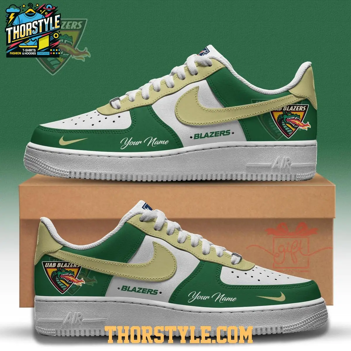 UAB Blazers 2025 Be Seen In Green Personalized Air Force 1 Shoes UAB Blazers 2025 Be Seen In Green Personalized Air Force 1 Shoes - Image 1