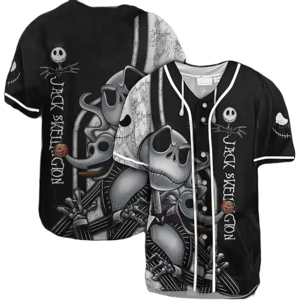 Unisex Jack Skellington Baseball Jersey - Nightmare Before Christmas Fans' Must-Have!