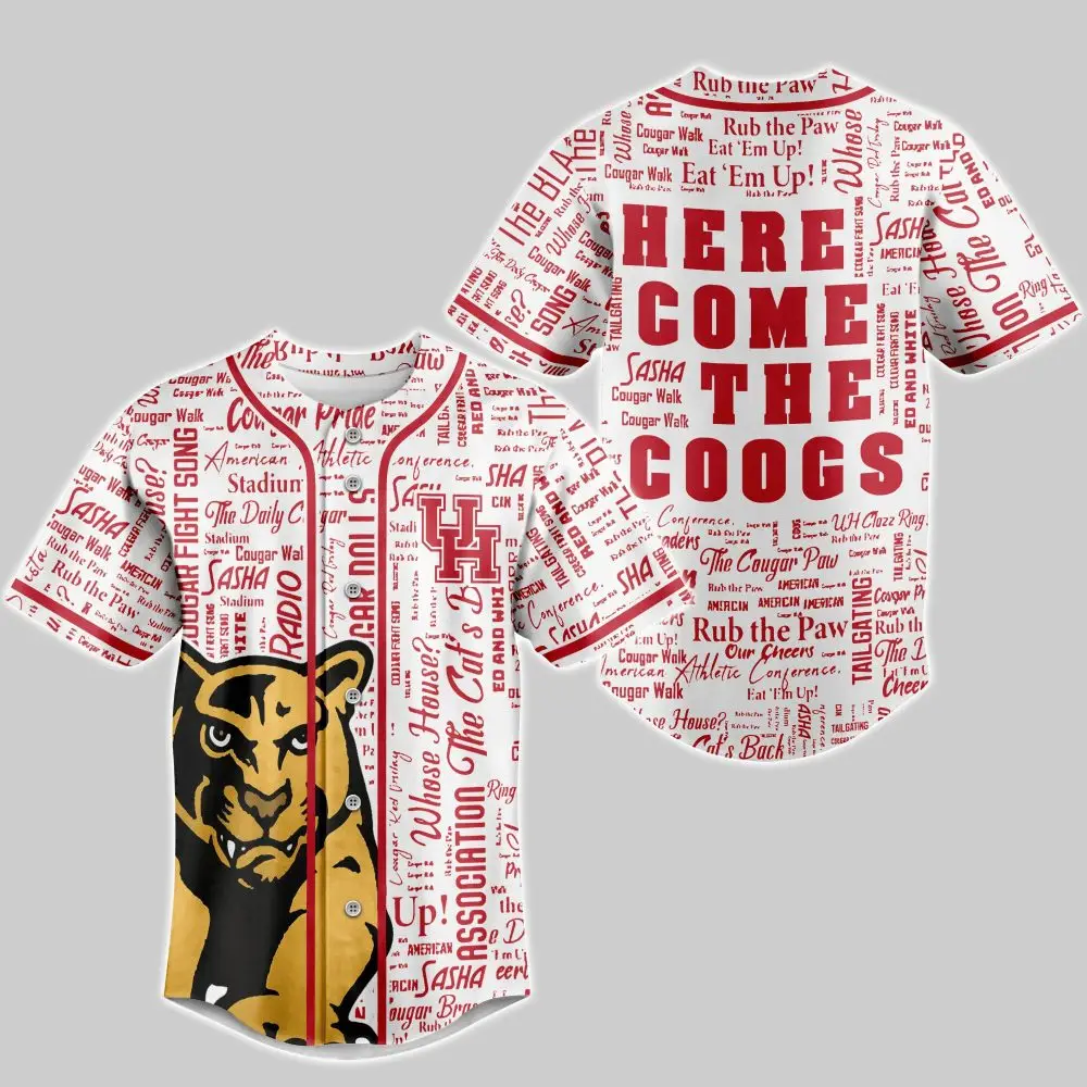 University Of Houston Cougars Baseball Jersey - Bold Graphic Design, Show Your Spirit! University Of Houston Cougars Baseball Jersey - Bold Graphic Design, Show Your Spirit! - Image 1