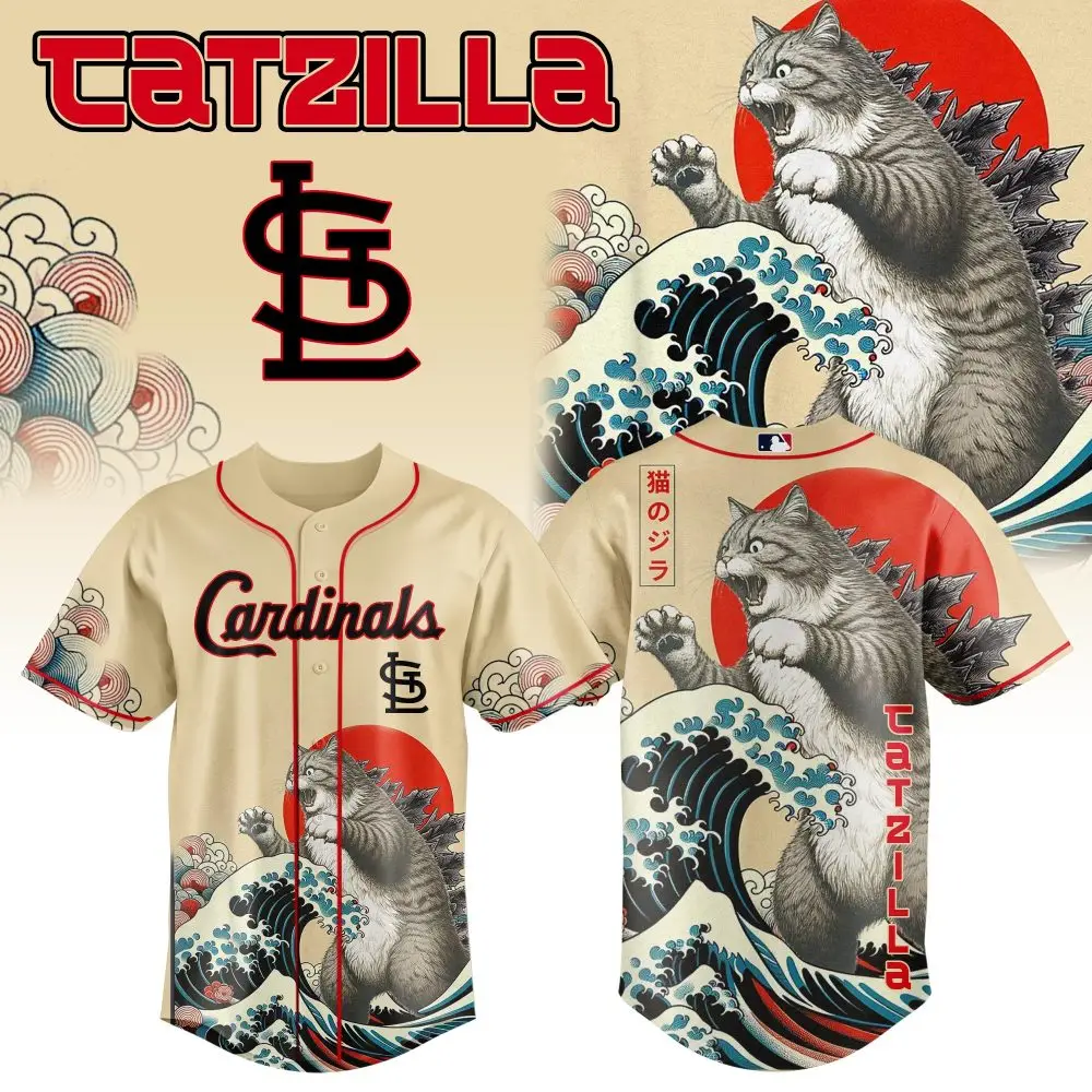 Unleash Style: Catzilla Cardinals Baseball Jersey - Unique Design, Perfect Gift!