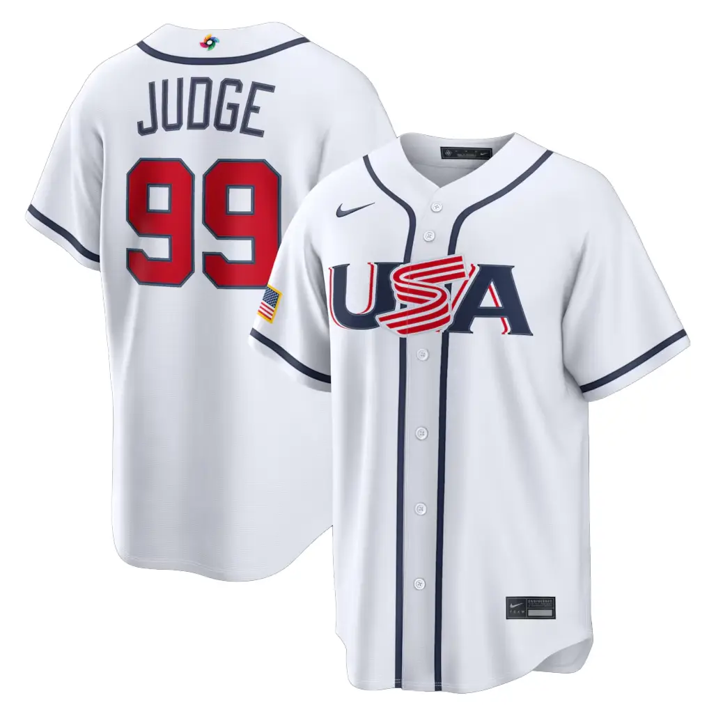 USA Baseball Aaron Judge White 2026 World Baseball Classic Home Stadium Baseball Jersey - Tazila