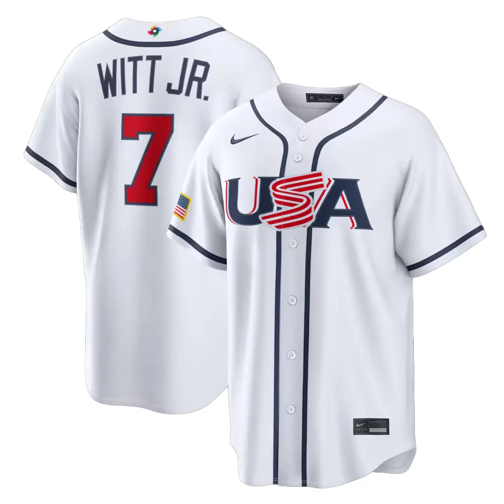 USA Baseball Bobby Witt Jr. White 2026 World Baseball Classic Home Stadium Baseball Jersey - Tazila USA Baseball Bobby Witt Jr. White 2026 World Baseball Classic Home Stadium Baseball Jersey - Tazila - Image 1