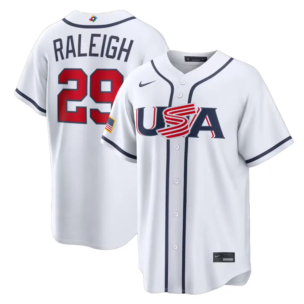 USA Baseball Cal Raleigh White 2026 World Baseball Classic Home Stadium Baseball Jersey - Tazila USA Baseball Cal Raleigh White 2026 World Baseball Classic Home Stadium Baseball Jersey - Tazila - Image 1