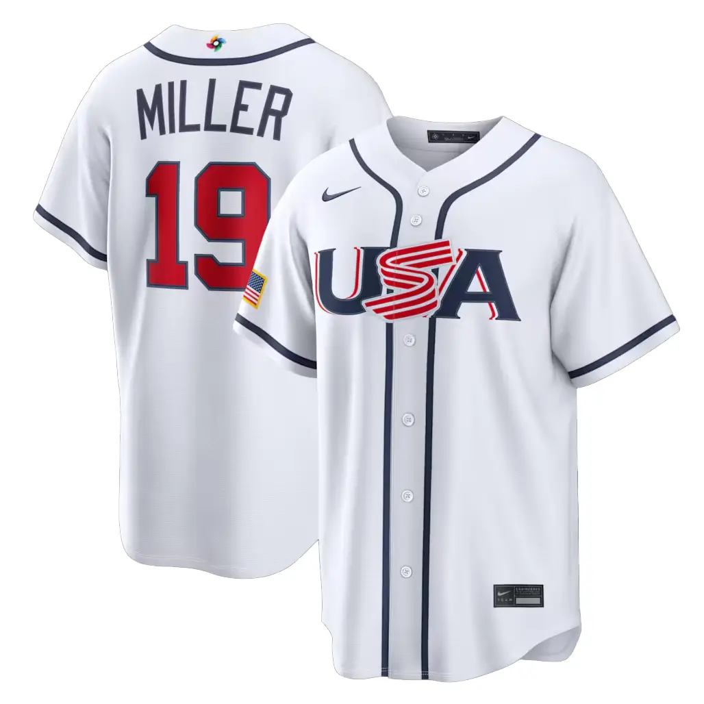 USA Baseball Mason Miller White 2026 World Baseball Classic Home Stadium Baseball Jersey - Tazila