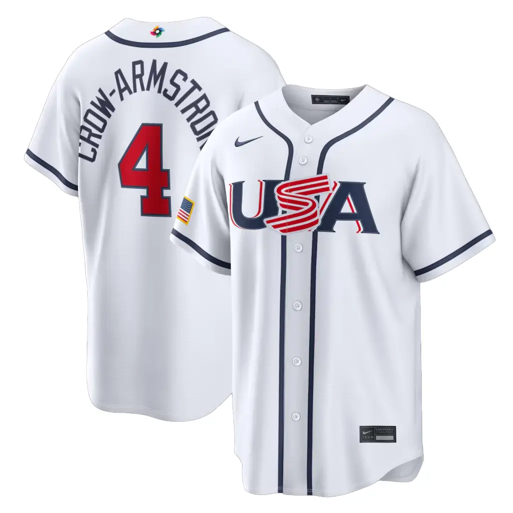 USA Baseball Pete Crow-Armstrong White 2026 World Baseball Classic Home Stadium Baseball Jersey - Tazila USA Baseball Pete Crow-Armstrong White 2026 World Baseball Classic Home Stadium Baseball Jersey - Tazila - Image 1