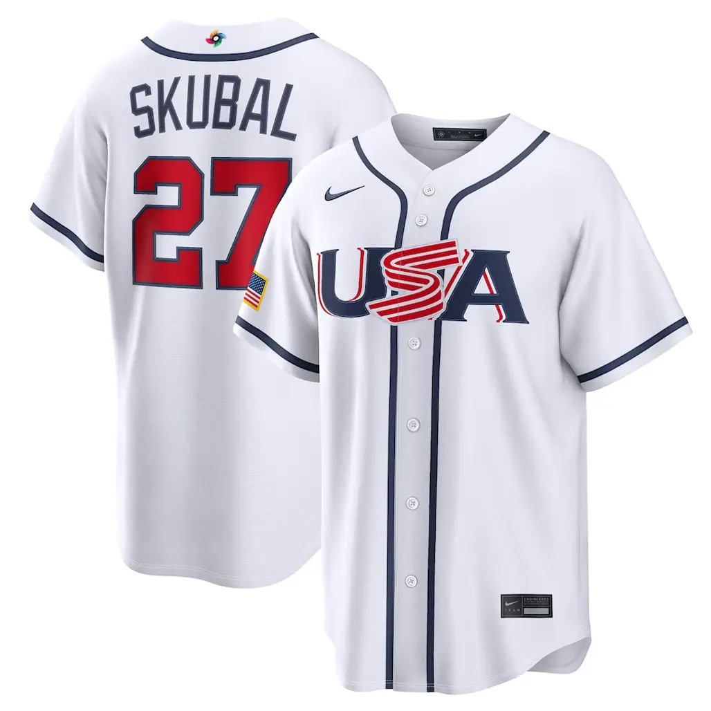 USA Baseball Tarik Skubal White 2026 World Baseball Classic Home Stadium Baseball Jersey - Tazila