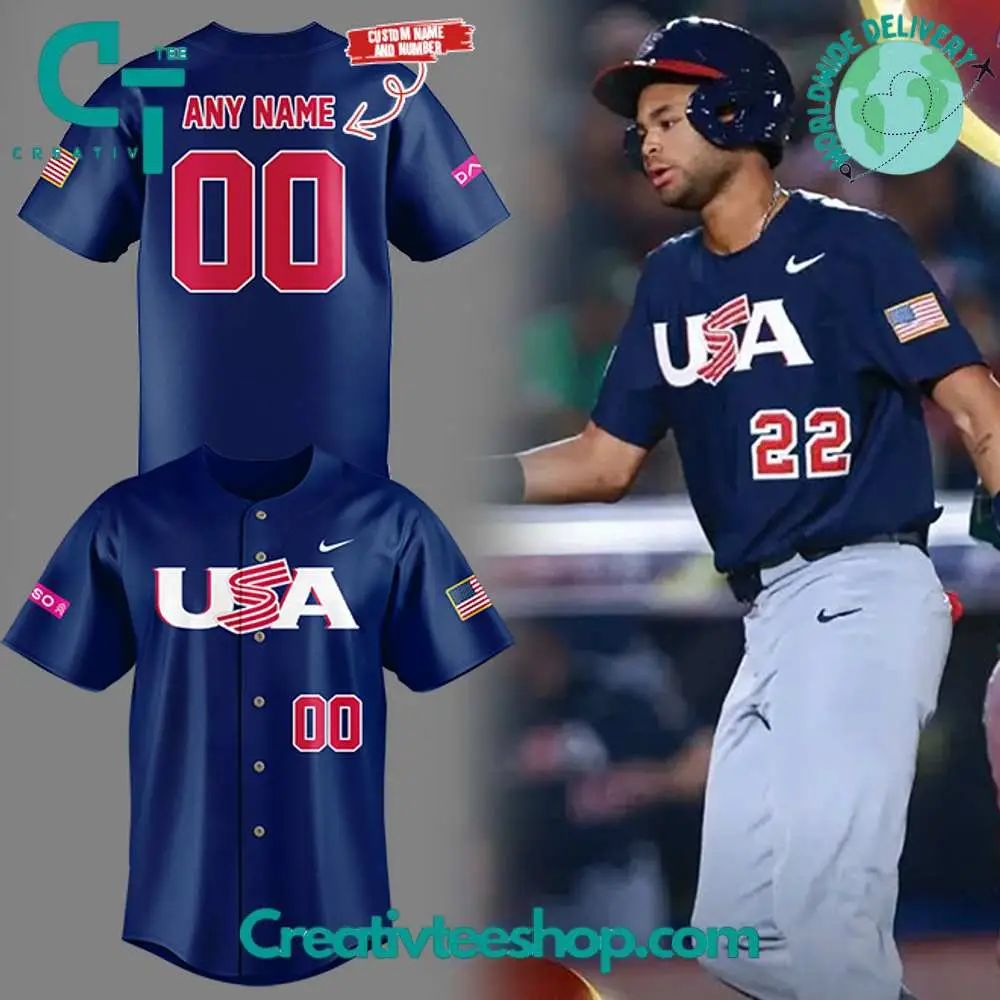 Usa Baseball Wbsc Navy Jersey