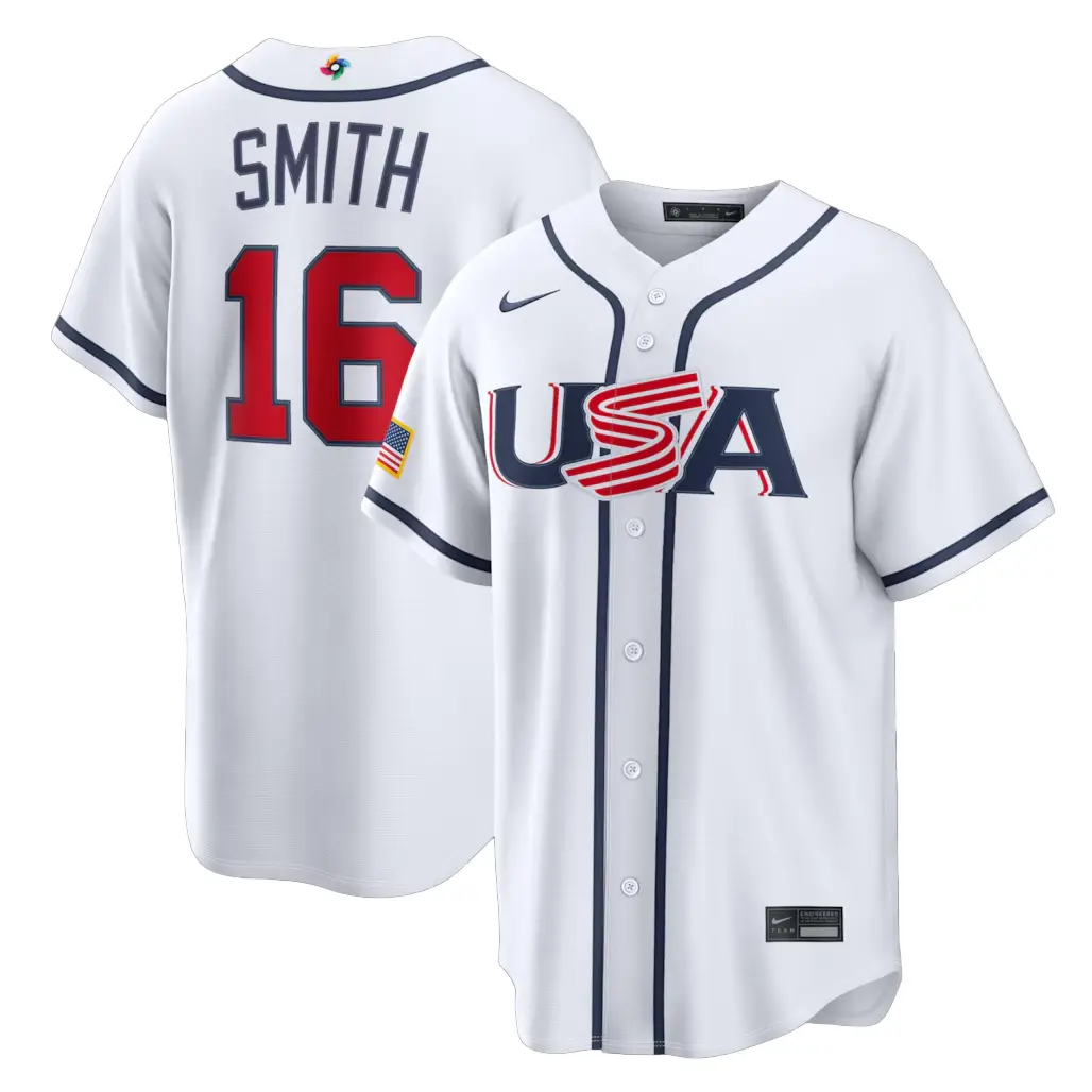 USA Baseball Will Smith White 2026 World Baseball Classic Home Stadium Baseball Jersey - Tazila