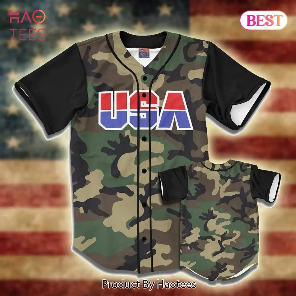 Usa Camo Baseball Jersey – Stylish Patriotic Sportswear For Men & Women