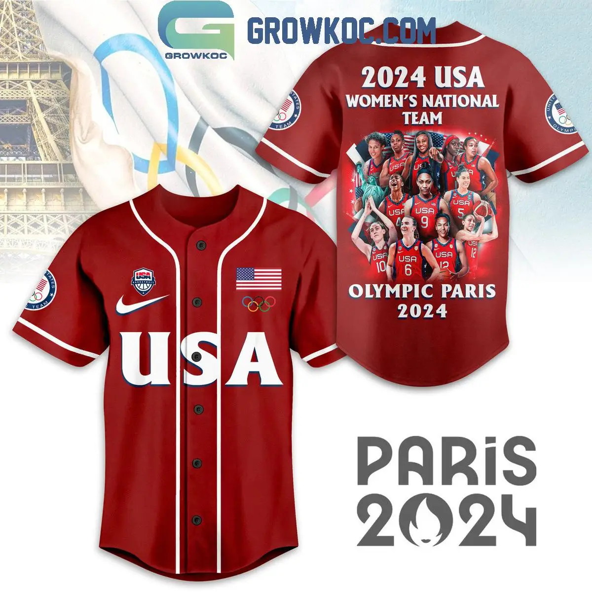 USA Women's National Team Olympic Paris 2024 Personalized Baseball Jersey