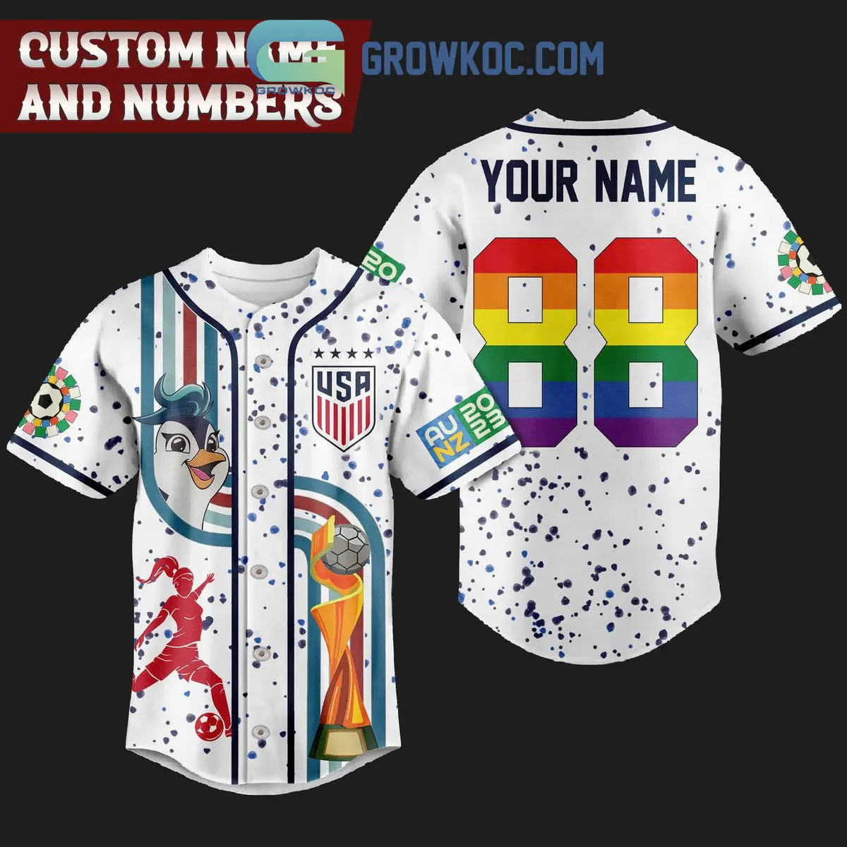 USA Women's World Cup Personalized Baseball Jersey