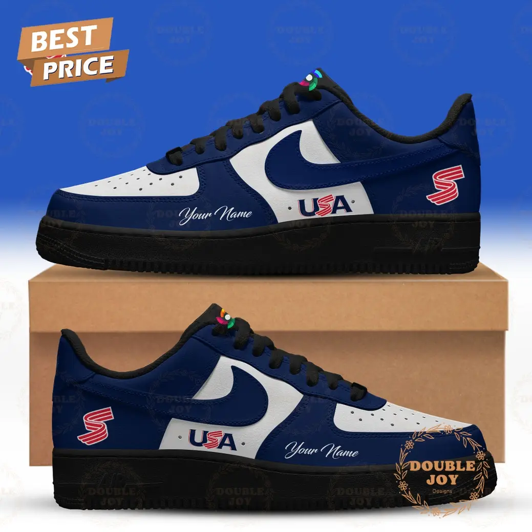 USA World Baseball Classic 2026 Custom Name Air Force 1 Sneakers - Blue