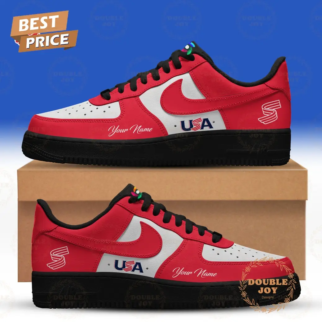USA World Baseball Classic 2026 Custom Name Air Force 1 Sneakers - Red