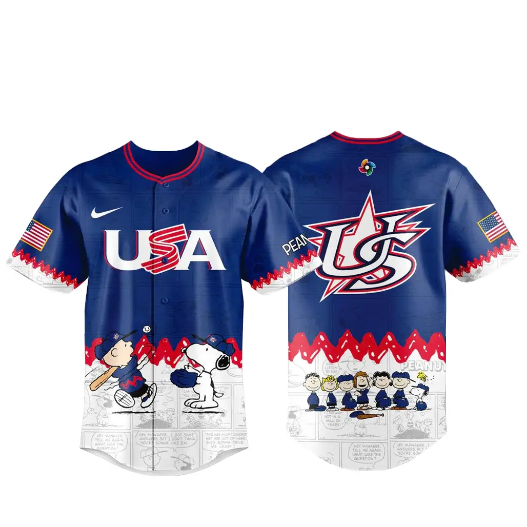 USA x Peanuts Baseball Team 2026 World Baseball Jersey - Tazila