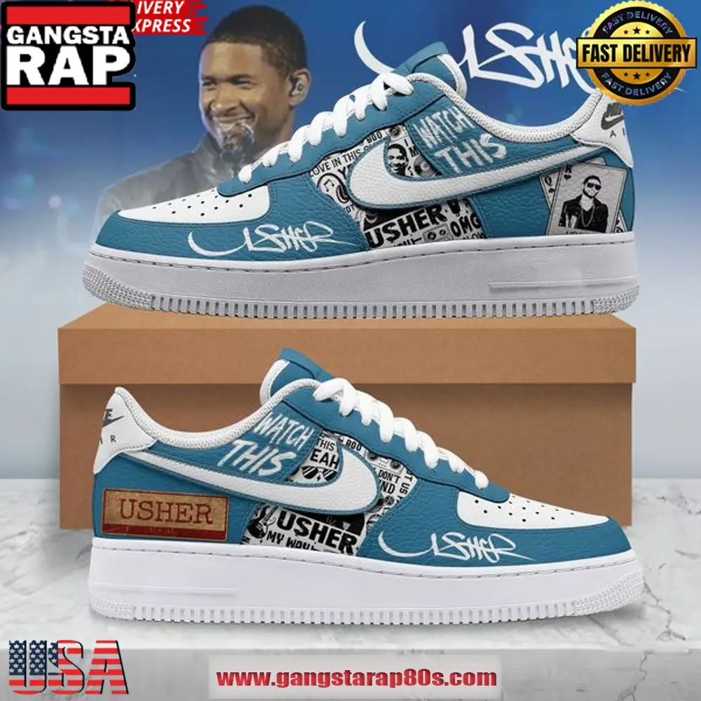 Usher Rhythm and Style Air Force 1 Sneakers Shoes Usher Rhythm and Style Air Force 1 Sneakers Shoes - Image 1