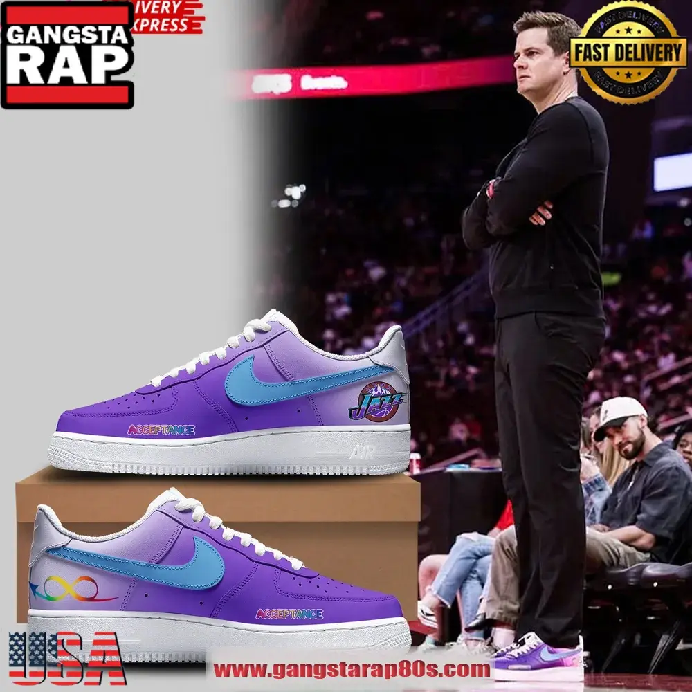 Utah Jazz Acceptance Limited Edition Air Force 1 Running Sneakers Shoes Utah Jazz Acceptance Limited Edition Air Force 1 Running Sneakers Shoes - Image 1
