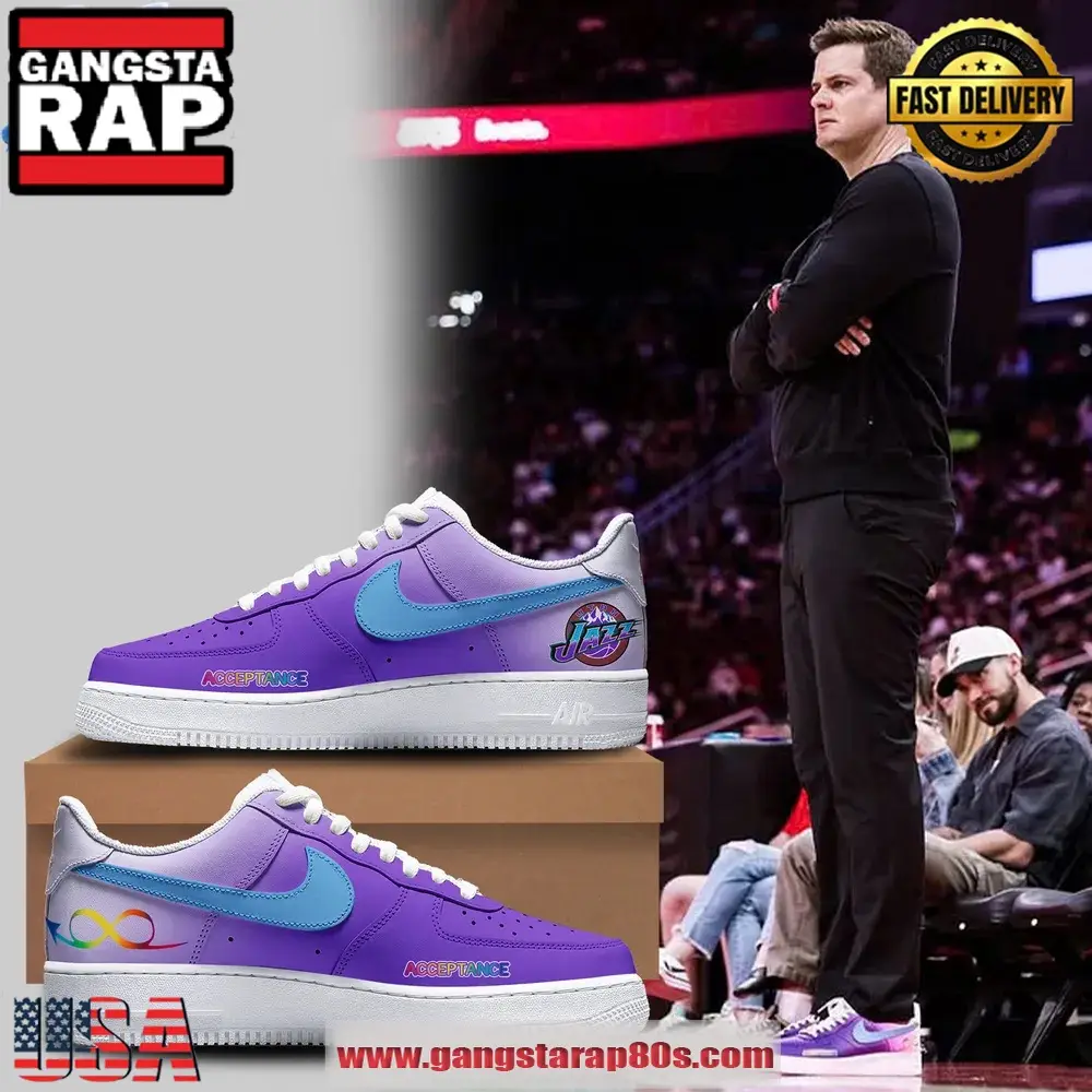 Utah Jazz Autism Acceptance Limited Edition Air Force 1 Running Sneakers Shoes