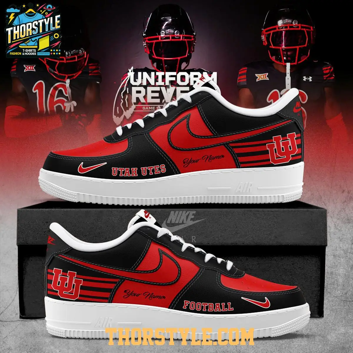 Utah Utes Black Throwbacks 2025 Personalized Air Force 1 Shoes Utah Utes Black Throwbacks 2025 Personalized Air Force 1 Shoes - Image 1