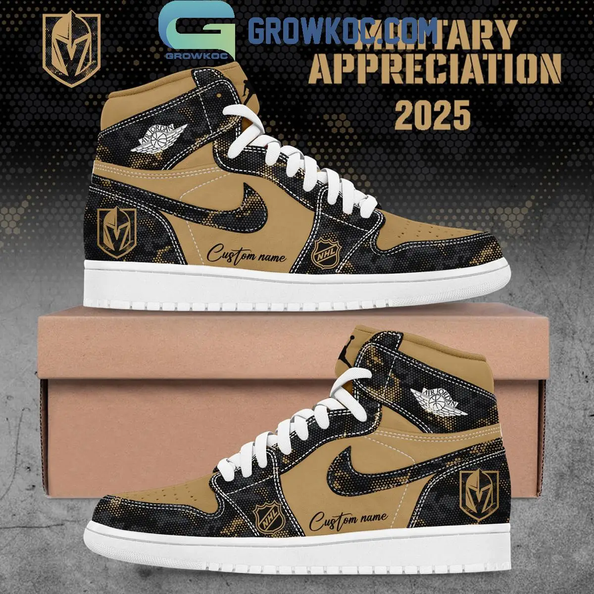 Vegas Golden Knights Military Appreciation 2025 Air Jordan 1 Shoes