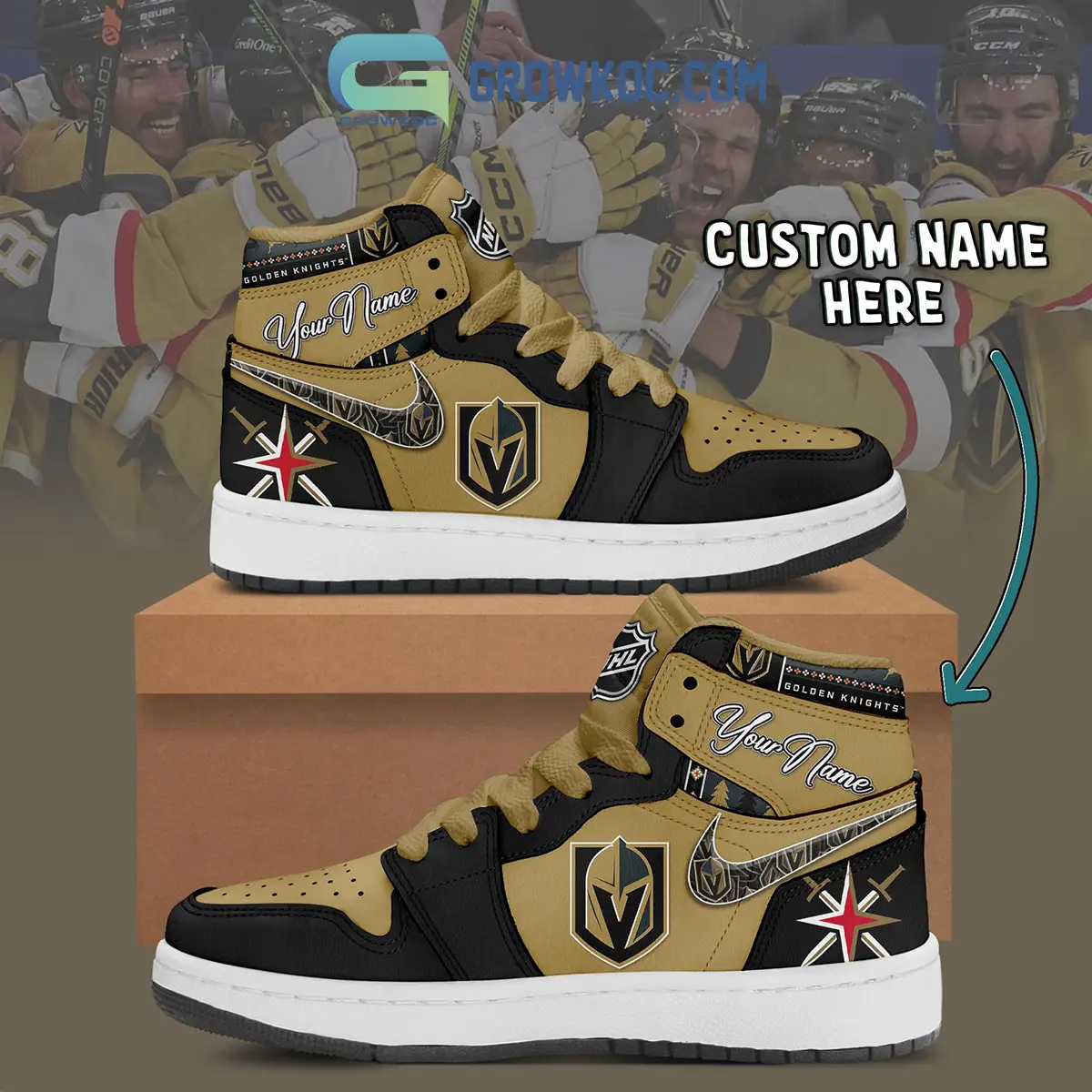 Vegas Golden Knights NHL Personalized Air Jordan 1 Shoes Vegas Golden Knights NHL Personalized Air Jordan 1 Shoes - Image 1
