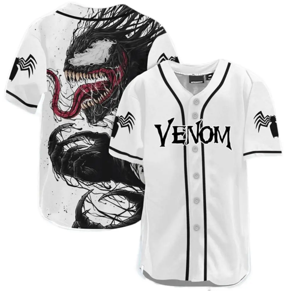 Venom Baseball Jersey – Bold Graphic Design For Marvel Fans – Unisex Sportswear Tee Venom Baseball Jersey – Bold Graphic Design For Marvel Fans – Unisex Sportswear Tee - Image 1