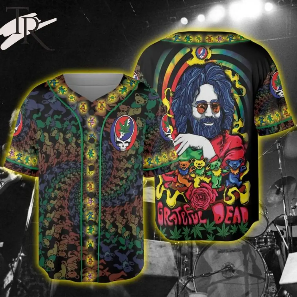 Vibrant Grateful Dead Baseball Jersey – Psychedelic Bears & Iconic Art Design