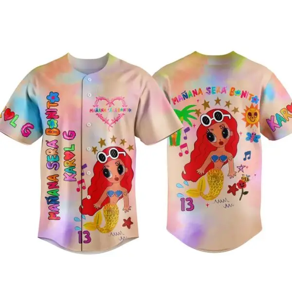 Vibrant Mermaid Baseball Jersey - Fun & Colorful Design For Kids & Teens