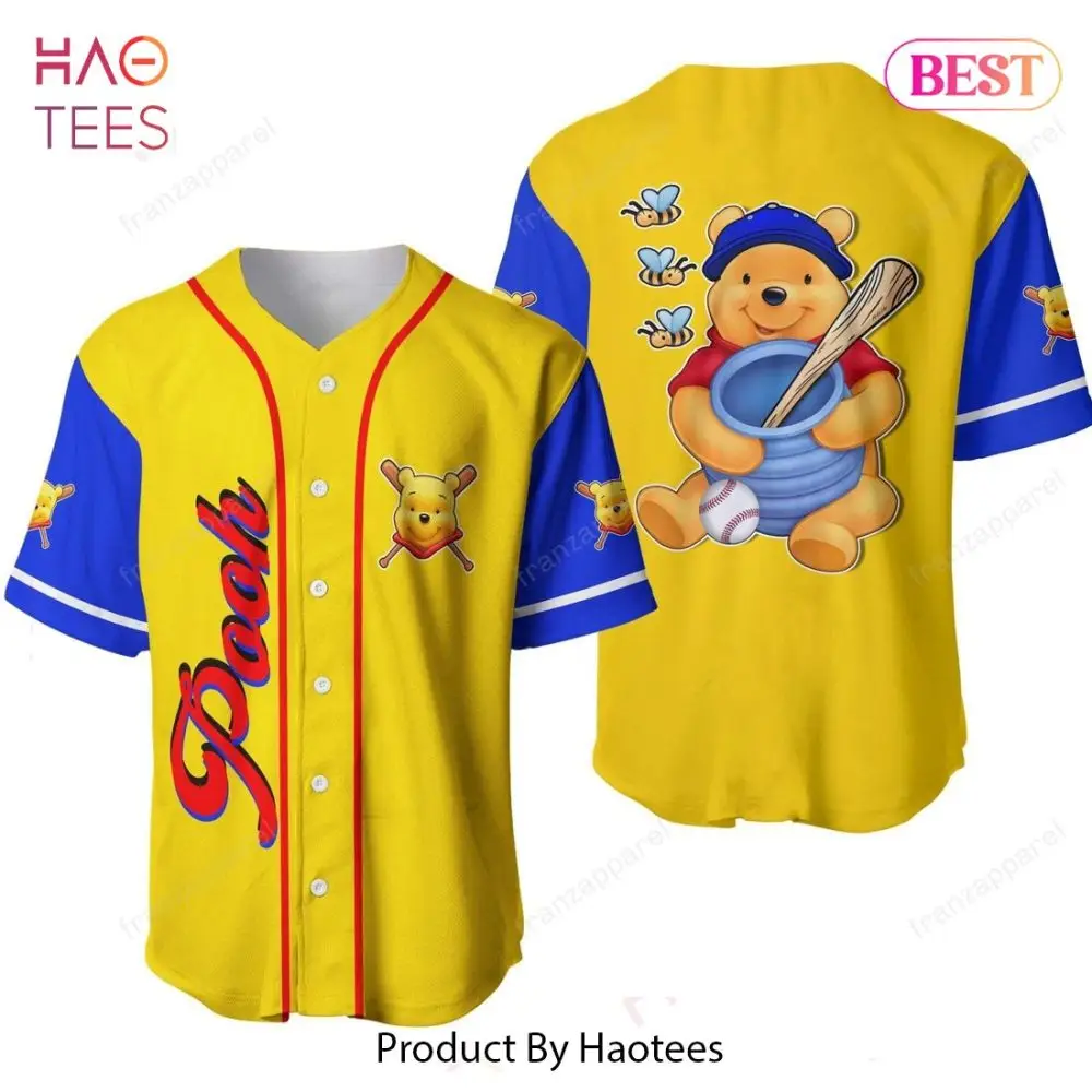 Vibrant Pooh Baseball Jersey - Cartoon Sports Style For Fans - Perfect Gift