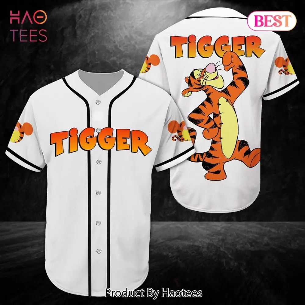 Vibrant Tigger Baseball Jersey - Fun Cartoon Design For Fans , Unisex Sizes Available
