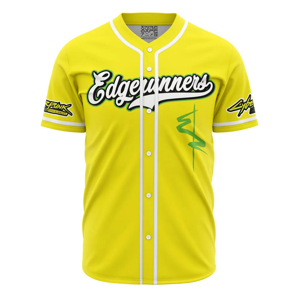 Vibrant Yellow Edgerunners Baseball Jersey - Anime-Inspired Sportswear For Fans