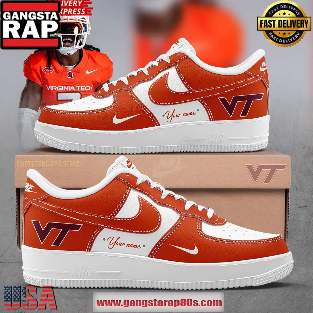 Virginia Tech Hokies Orange Special Edition Custom Air Force 1 Sneakers Shoes Virginia Tech Hokies Orange Special Edition Custom Air Force 1 Sneakers Shoes - Image 1