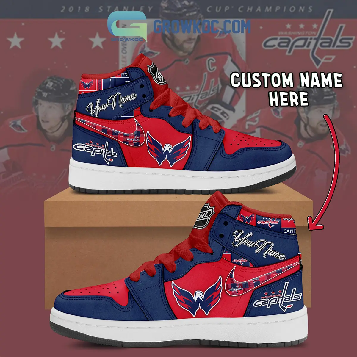 Washington Capitals NHL Personalized Air Jordan 1 Shoes