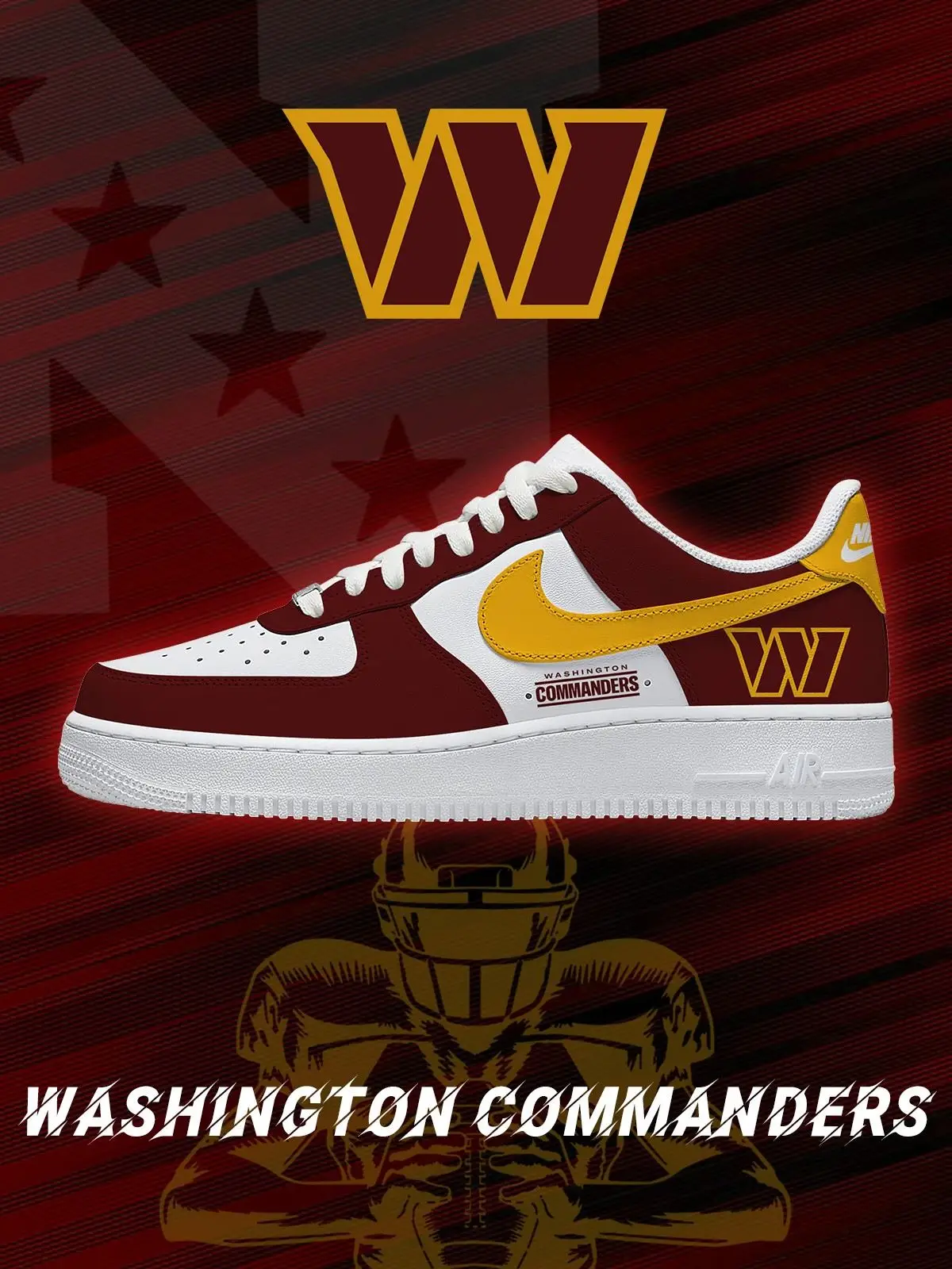 Washington Football Custom Air Force 1 Sneakers - NFL Fan Edition | UT92