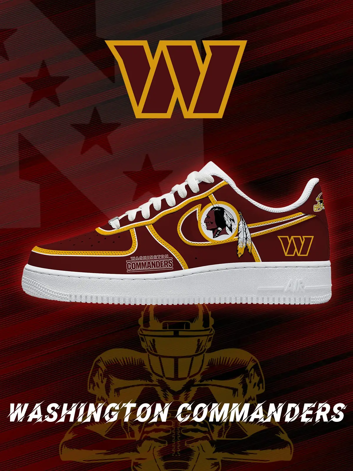 Washington Football V.2 Custom Air Force 1 Sneakers - NFL Fan Edition | LN63