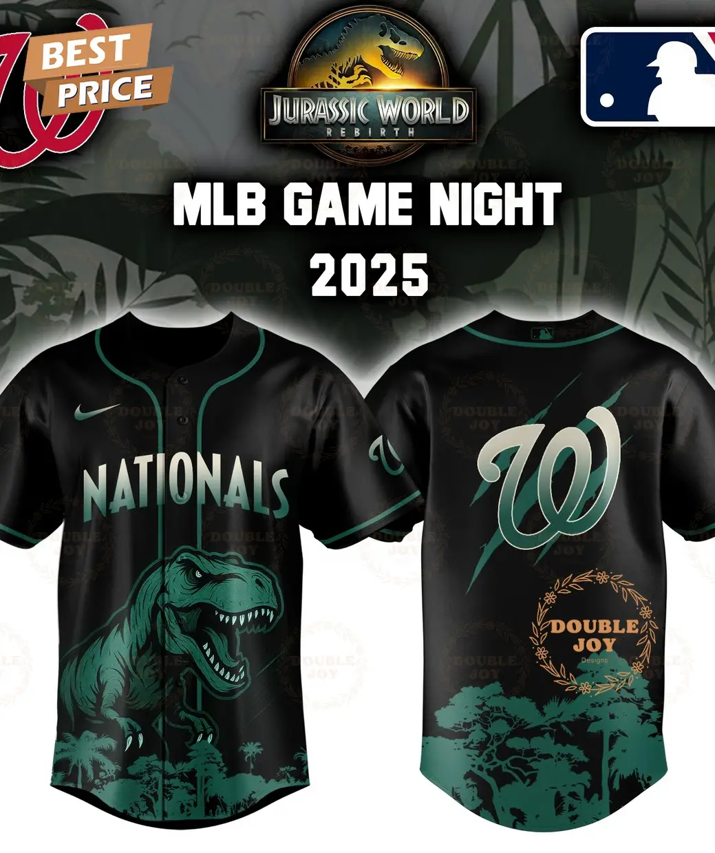 Washington Nationals Jurassic World Rebirth Game Night 2025 Special Edition Baseball Jersey