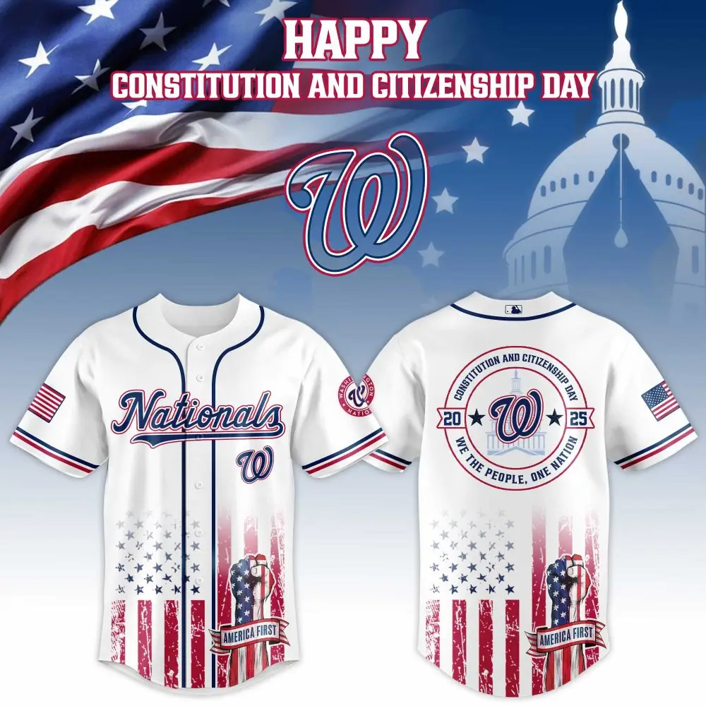 Washington Nationals Mlb X Usa Happy Constitution And Citizenship Day Custom Baseball Jersey Washington Nationals Mlb X Usa Happy Constitution And Citizenship Day Custom Baseball Jersey - Image 1