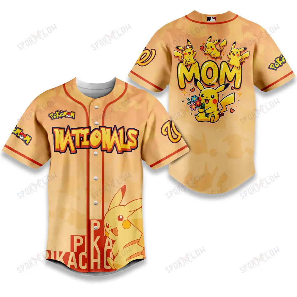 Washington Nationals Pikachu Mom Art Baseball Jersey